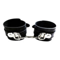 Rouge Garments black rubber handled cuffs with a sleek design, perfect for a modern and stylish look.