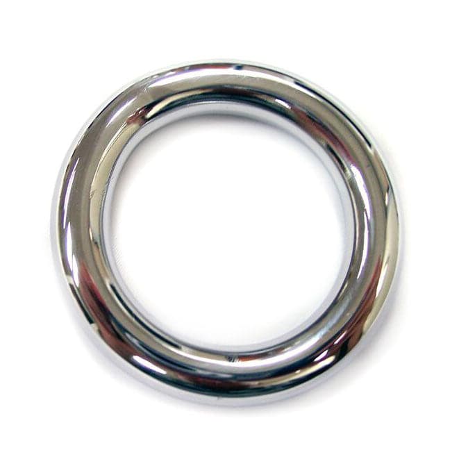 Rouge Garments stainless steel cockring, 40mm diameter, shiny finish showcasing sleek design and smooth edges.