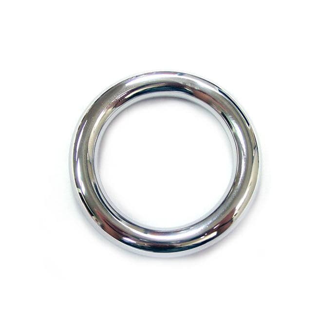 Rouge Garments 45mm stainless steel cock ring with a sleek, polished finish, showcasing its smooth, rounded design.