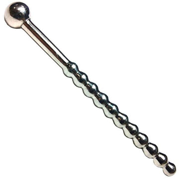 Rouge Garments stainless steel urethral sound with beads, showcasing sleek design and smooth finish.