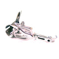 Stainless steel vaginal speculum by Rouge Garments, featuring a smooth finish and adjustable arms for medical use.