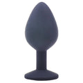 Medium black silicone butt plug adorned with jewels by Various Toy Brands, featuring a smooth tapered design.