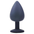 Black jewel-adorned silicone butt plug from Various Toy Brands, featuring a smooth design and tapered tip for comfort.