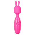 California Exotic Tiny Teasers rechargeable rabbit vibrator in vibrant purple with dual stimulation design.