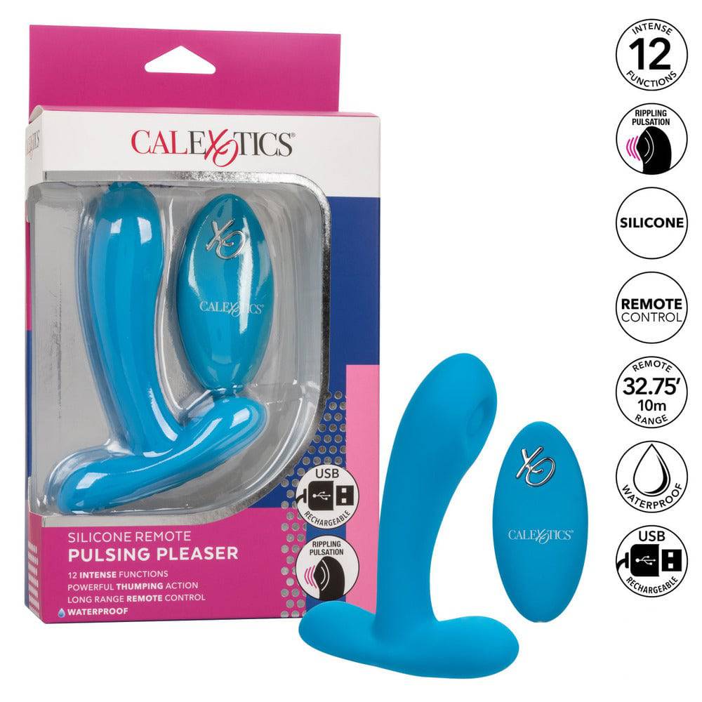 California Exotic Fjärrstyrd pulserande Pleaser Vibrator in sleek design with remote control for enhanced pleasure.