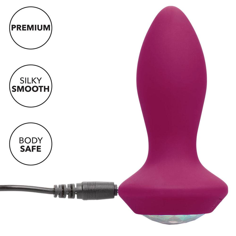 California Exotic Power Gem Butt Plug in vibrant colors with a crystal design, showcasing its petite size and smooth surface.
