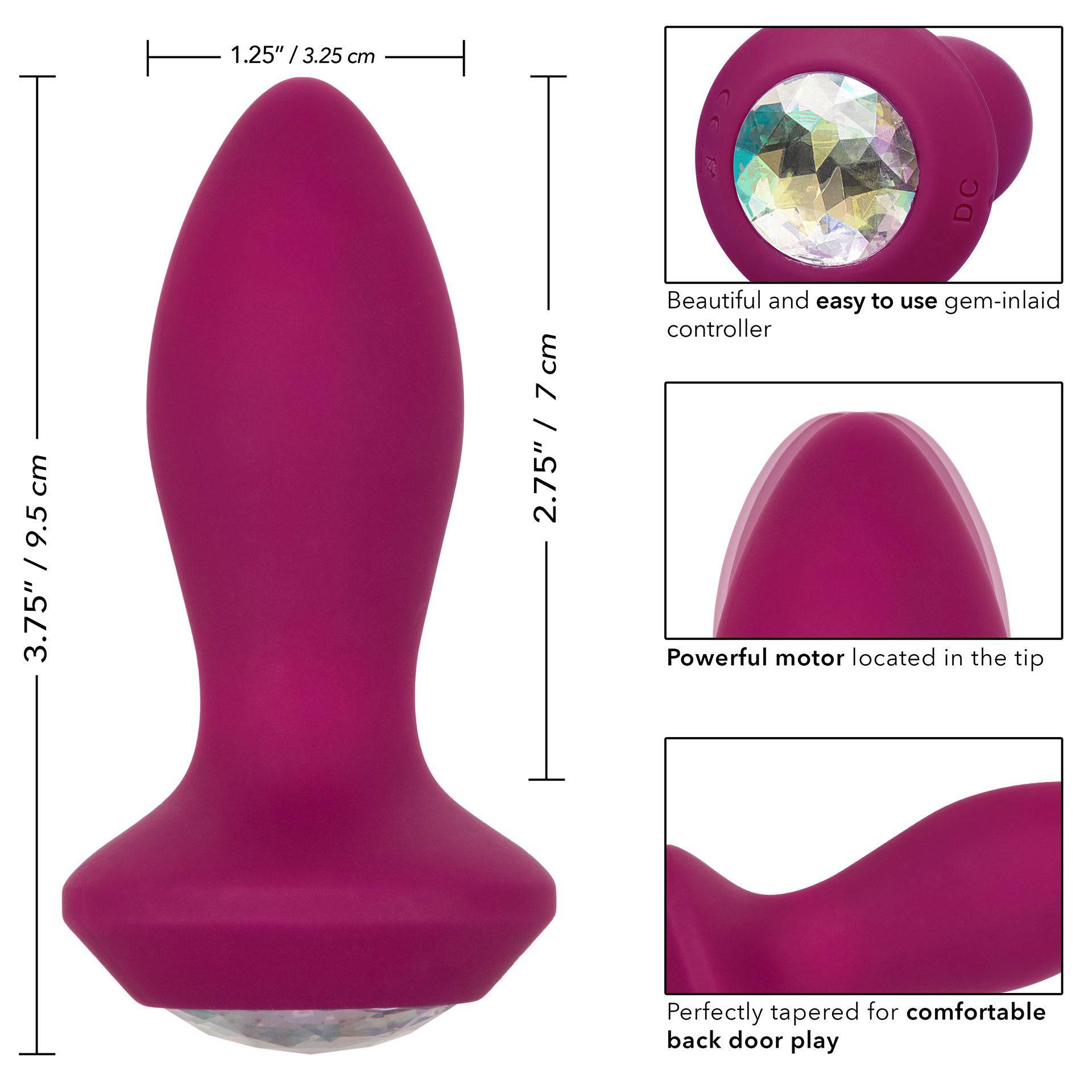 California Exotic Power Gem petite butt plug with a crystal design, showcasing a sleek and vibrant appearance.