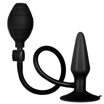 California Exotic Svart Booty Call inflatable silicone anal plug with a sleek design and textured surface for enhanced pleasure.