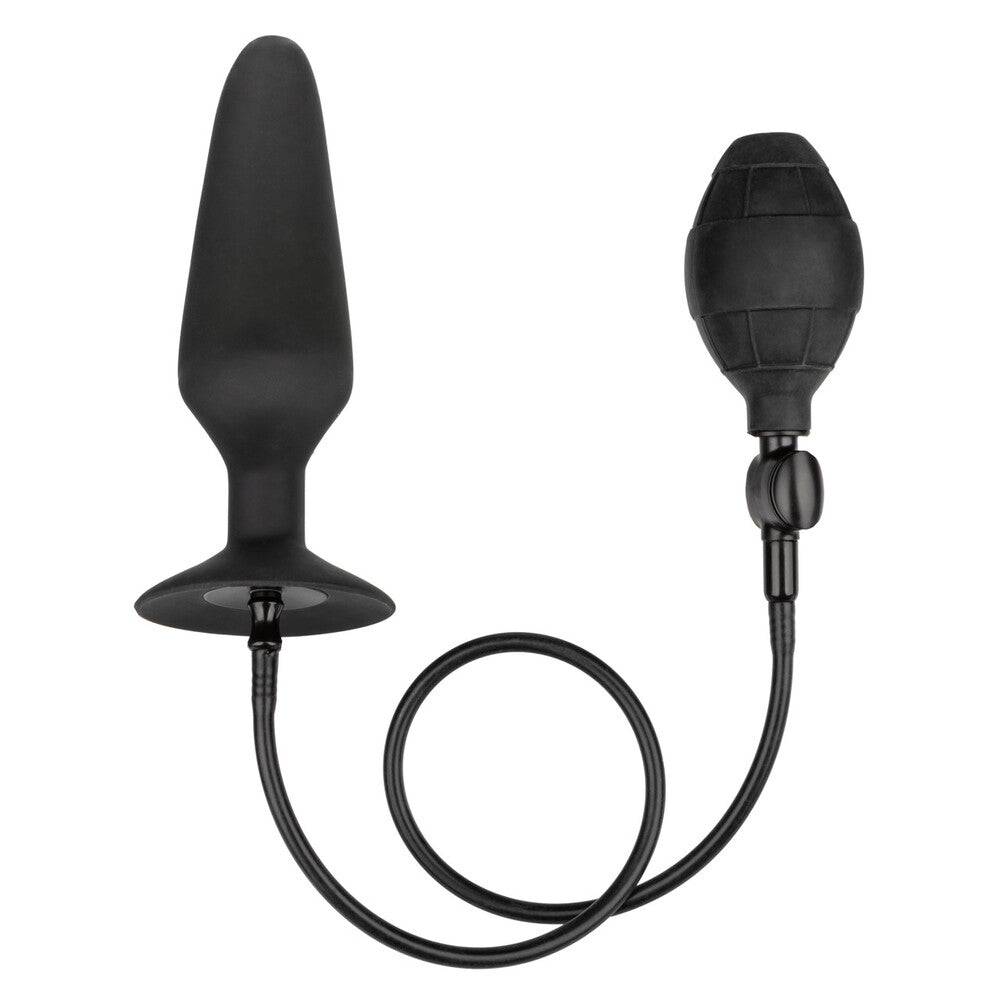California Exotic XL silicone inflatable butt plug in a sleek design, showcasing its smooth surface and adjustable size.