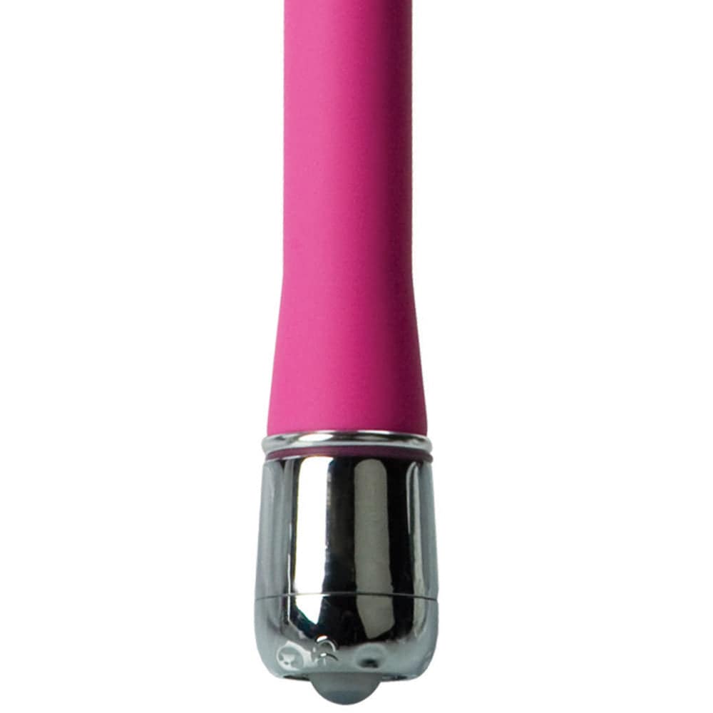 California Exotic Lulu Satin Scoop Mini Vibrator in soft pink, featuring a smooth, ergonomic design for targeted stimulation.
