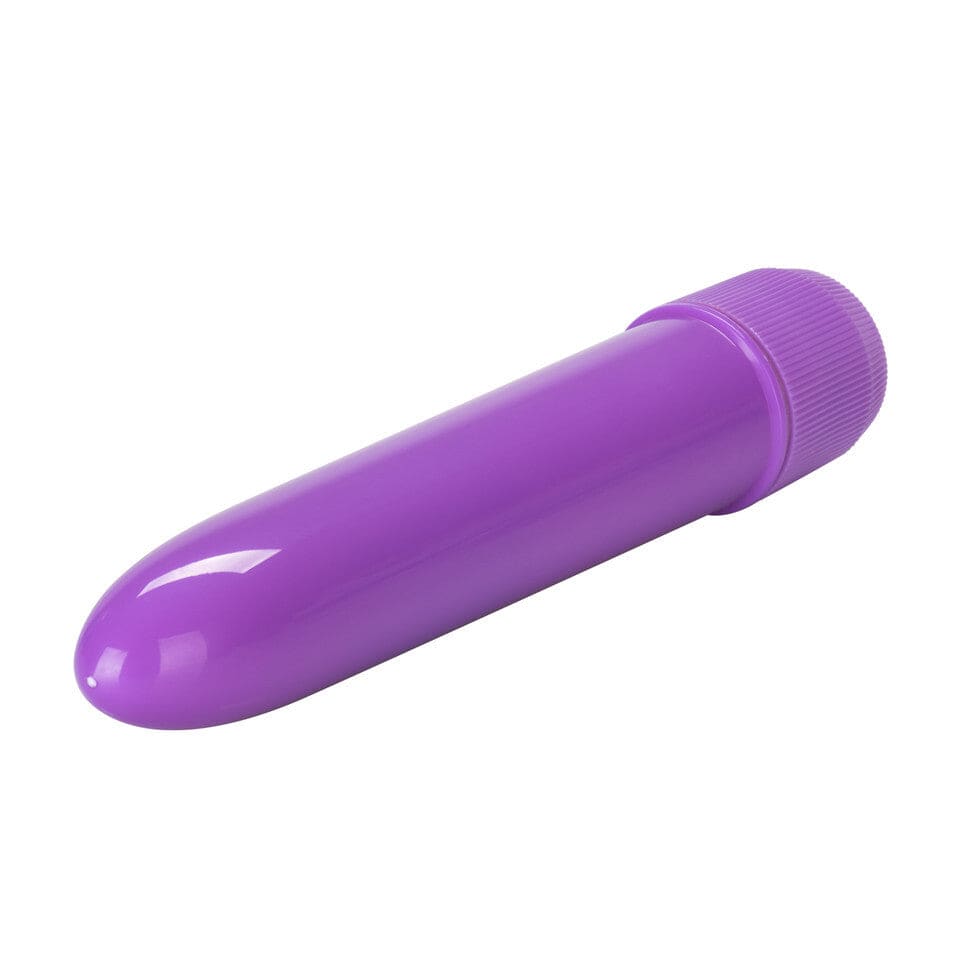 California Exotic neon purple mini multi-speed vibrator with a sleek design and textured surface.
