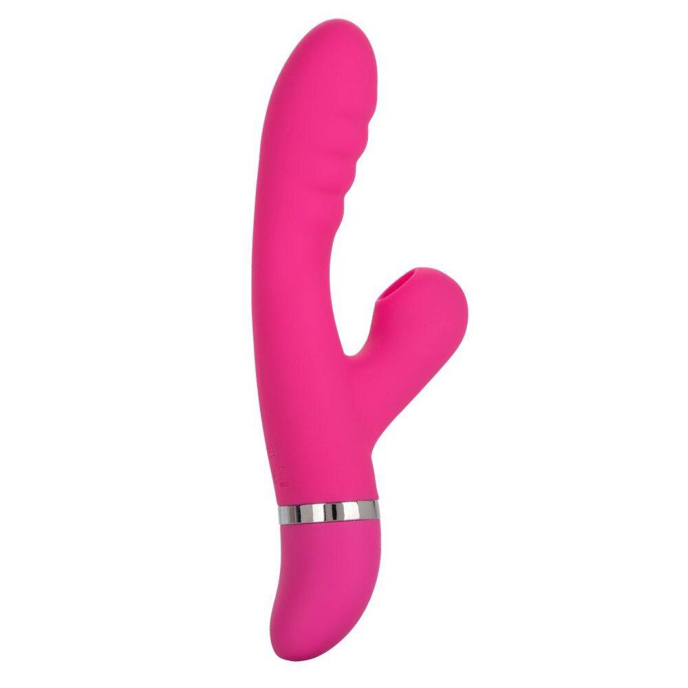 California Exotic Förspel Frenzy Pucker Rabbit Vibrator in vibrant pink with dual stimulation design and textured shaft.