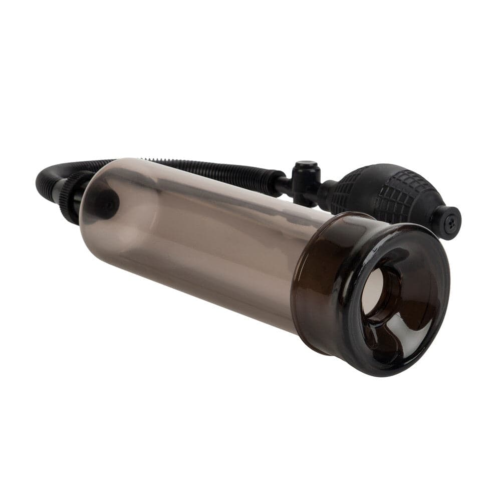 California Exotic Rock Hard Penispump Kit featuring a clear cylinder, flexible hose, and hand pump for enhancing performance.