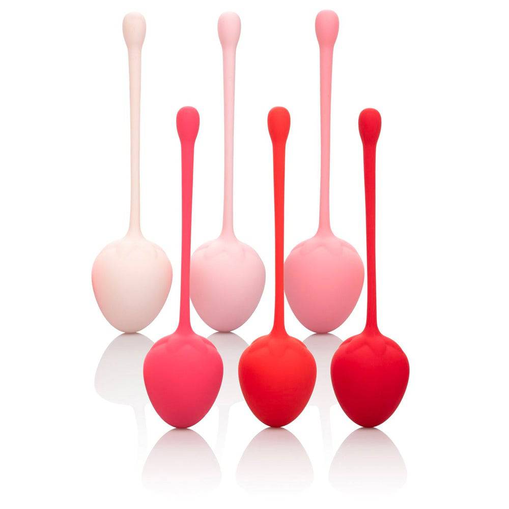 California Exotic Kegel training set in strawberry shape with smooth surface and ergonomic design for comfortable use.