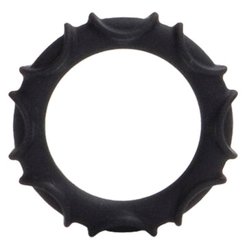 Black silicone cockring by California Exotic, showcasing a smooth texture and flexible design for comfortable use.