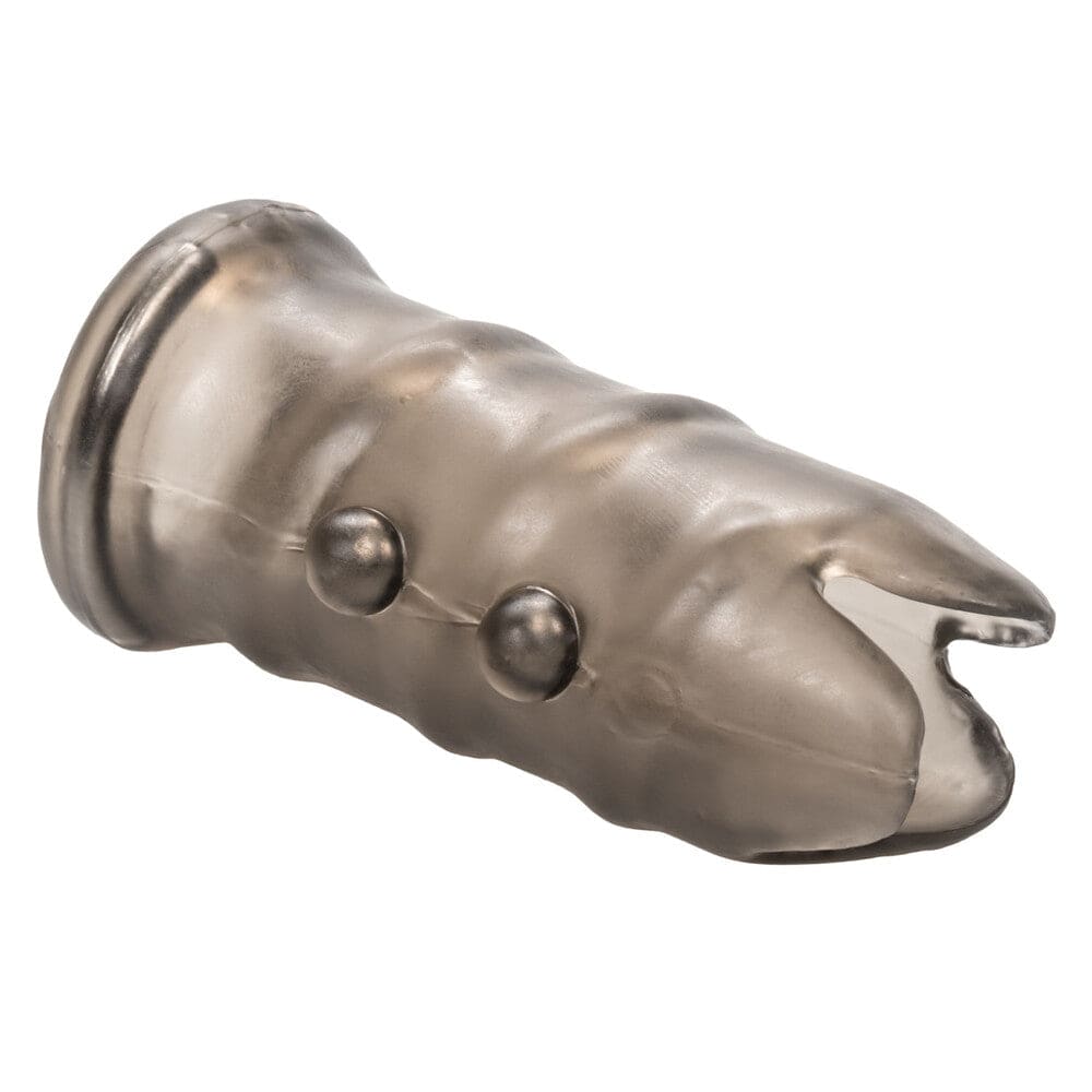 California Exotic Apollo Premium Girth Enhancer Sleeve in smoke color, showcasing a 3.5-inch design for enhanced pleasure.