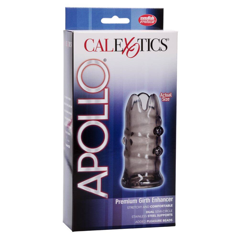 California Exotic Apollo Premium Girth Enhancer Sleeve in smoke color, 3.5 inches, featuring a textured surface for comfort.