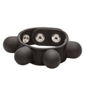 California Exotic Tyngd bollsträckare Cock Ring in sleek black silicone with textured surface for enhanced pleasure.
