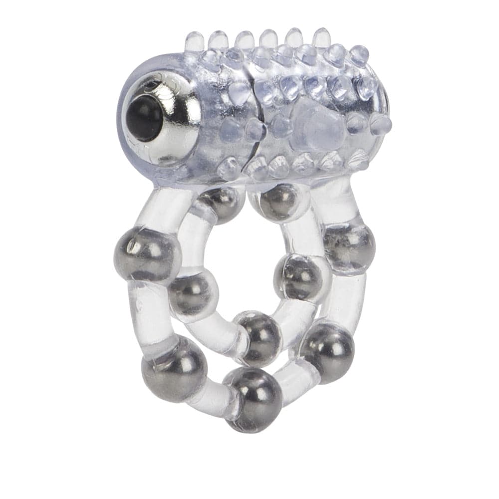 California Exotic Maximus Cock Ring with 10 beads, featuring a flexible design for enhanced comfort and support.