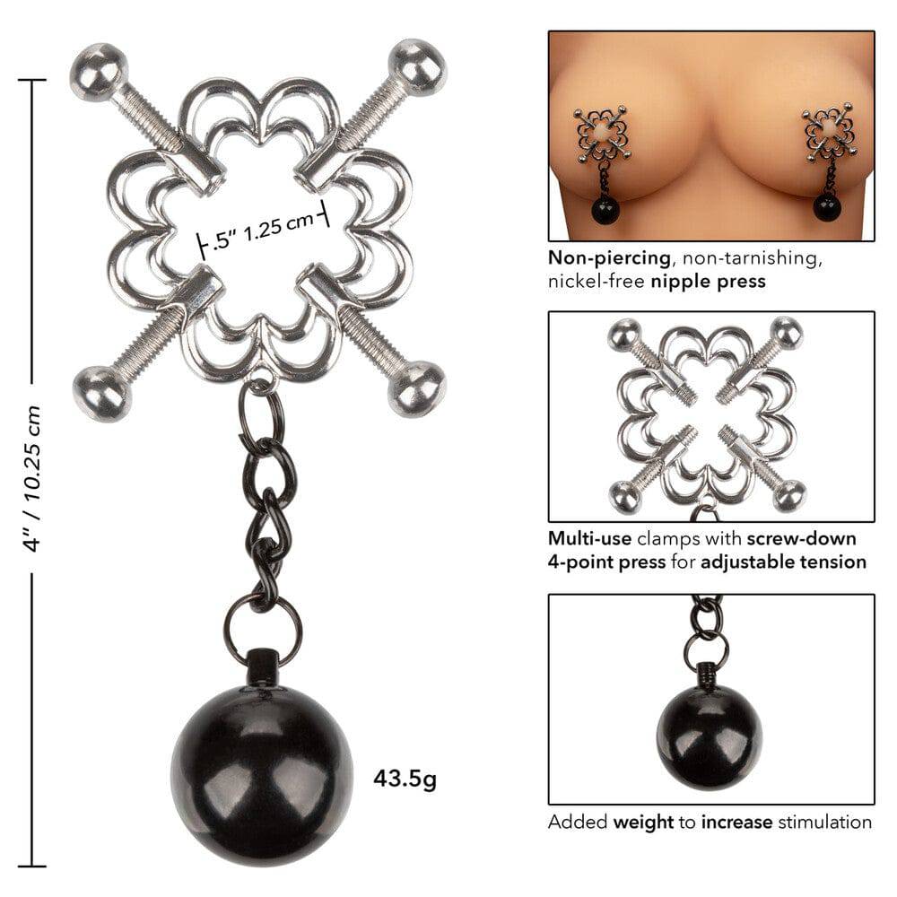 California Exotic nipple grips with four-point weighted design for enhanced stimulation and support.