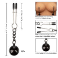 California Exotic weighted nipple clamps with adjustable grip and sleek design, ideal for enhancing pleasure.