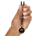 California Exotic weighted nipple clamps with adjustable grip, featuring a sleek design and comfortable padding.