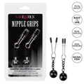 California Exotic weighted nipple clamps with adjustable grips and sleek design for enhanced stimulation.