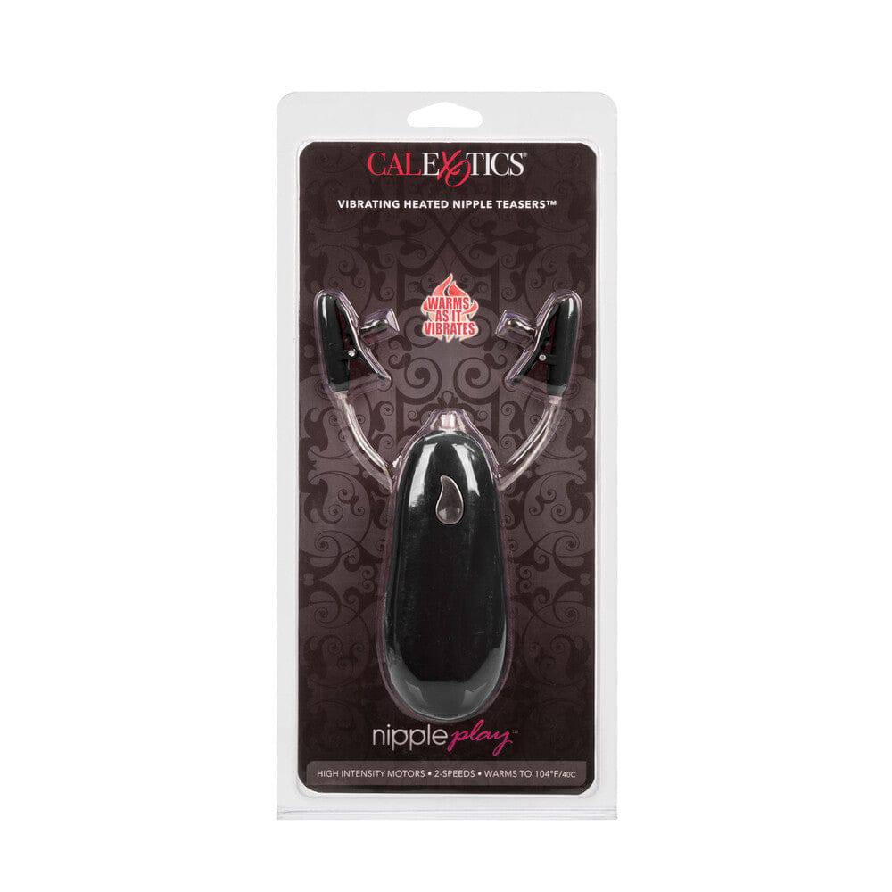 California Exotic black heated vibrating nipple teasers with sleek design and adjustable settings for enhanced pleasure.