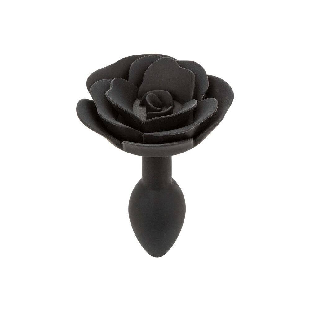 CalExotics Forbidden small rose anal plug with smooth silicone finish and tapered design for comfortable use.