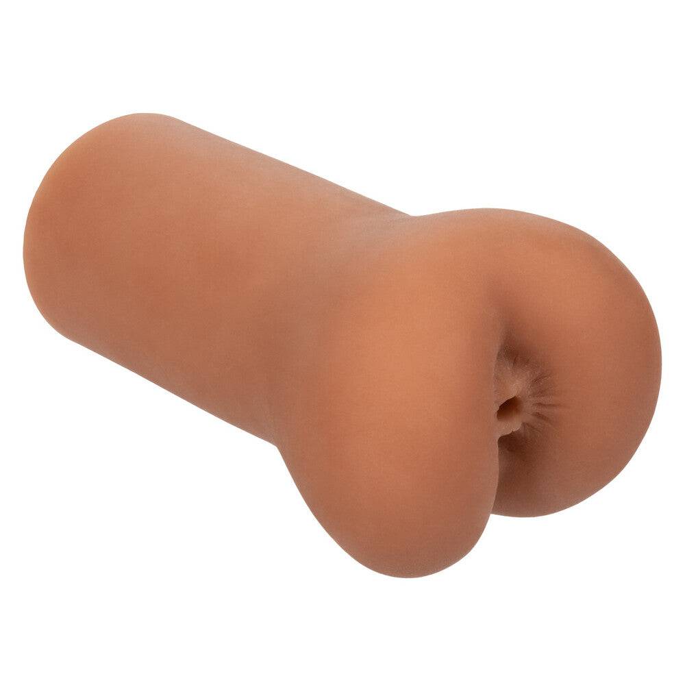 California Exotic Gränslös Anus Masturbator in realistic brown color, showcasing textured interior for enhanced pleasure.