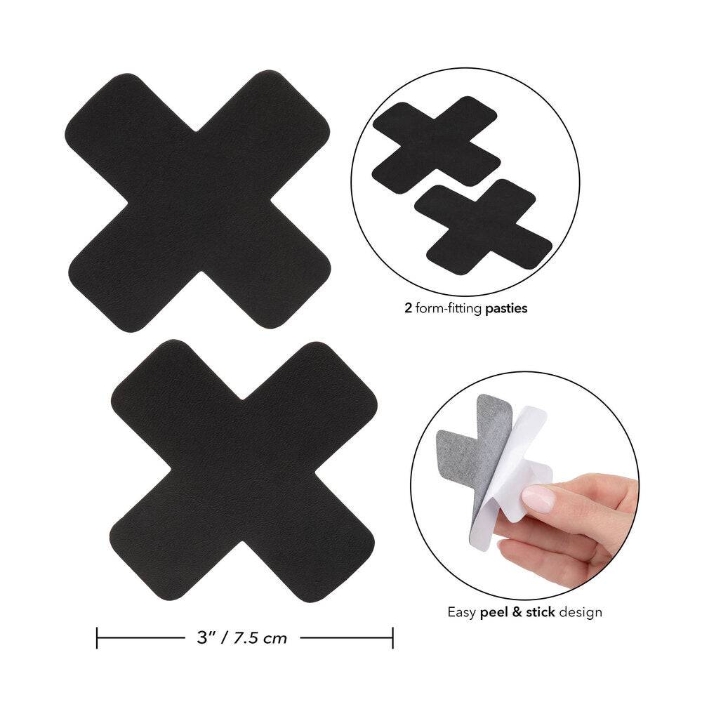 California Exotic Boundless 2 X nipple pasties with a smooth, shiny surface in a close-up view.