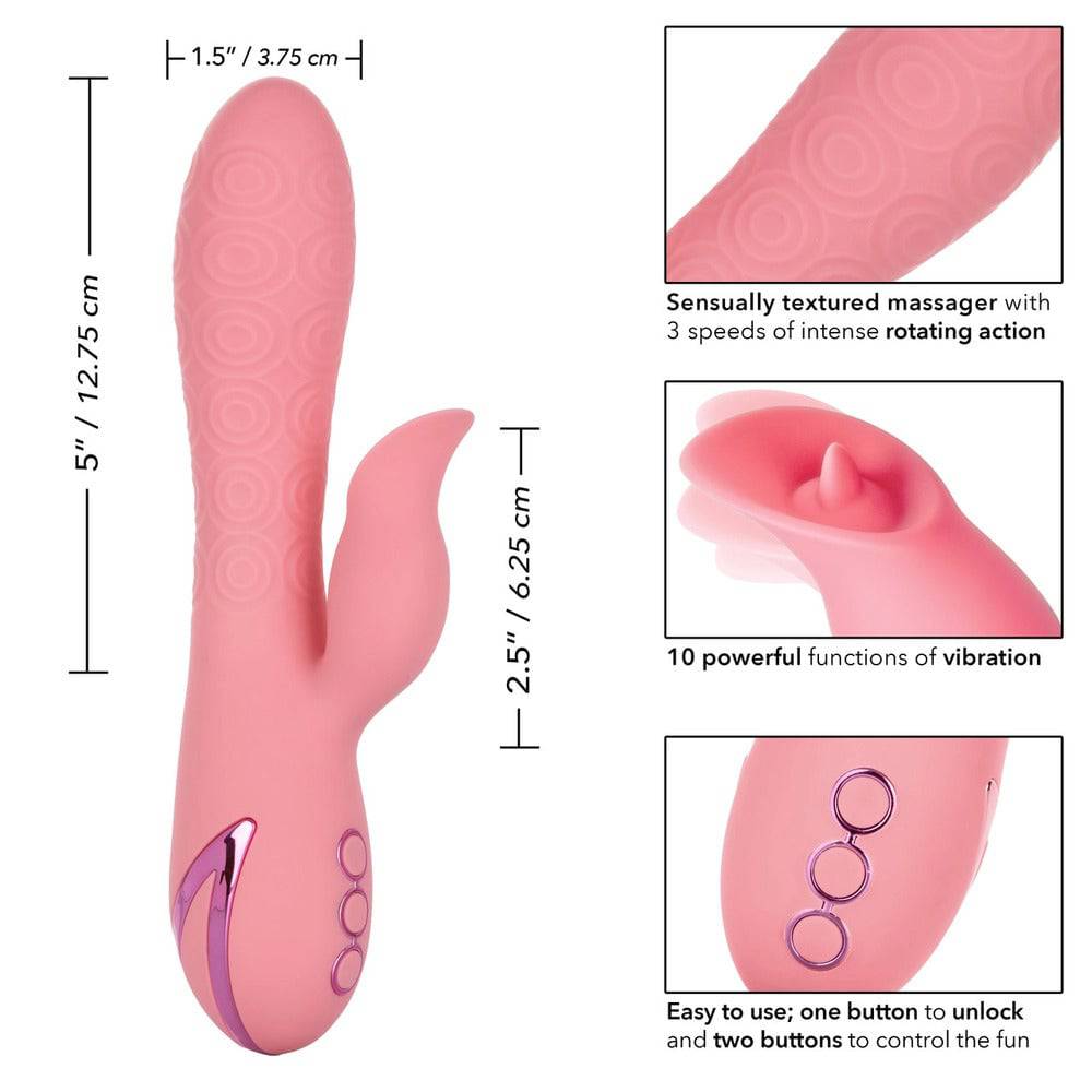 California Exotic Uppladdningsbar Pasadena Player Clit Vibrator in vibrant pink with ergonomic design and textured surface.