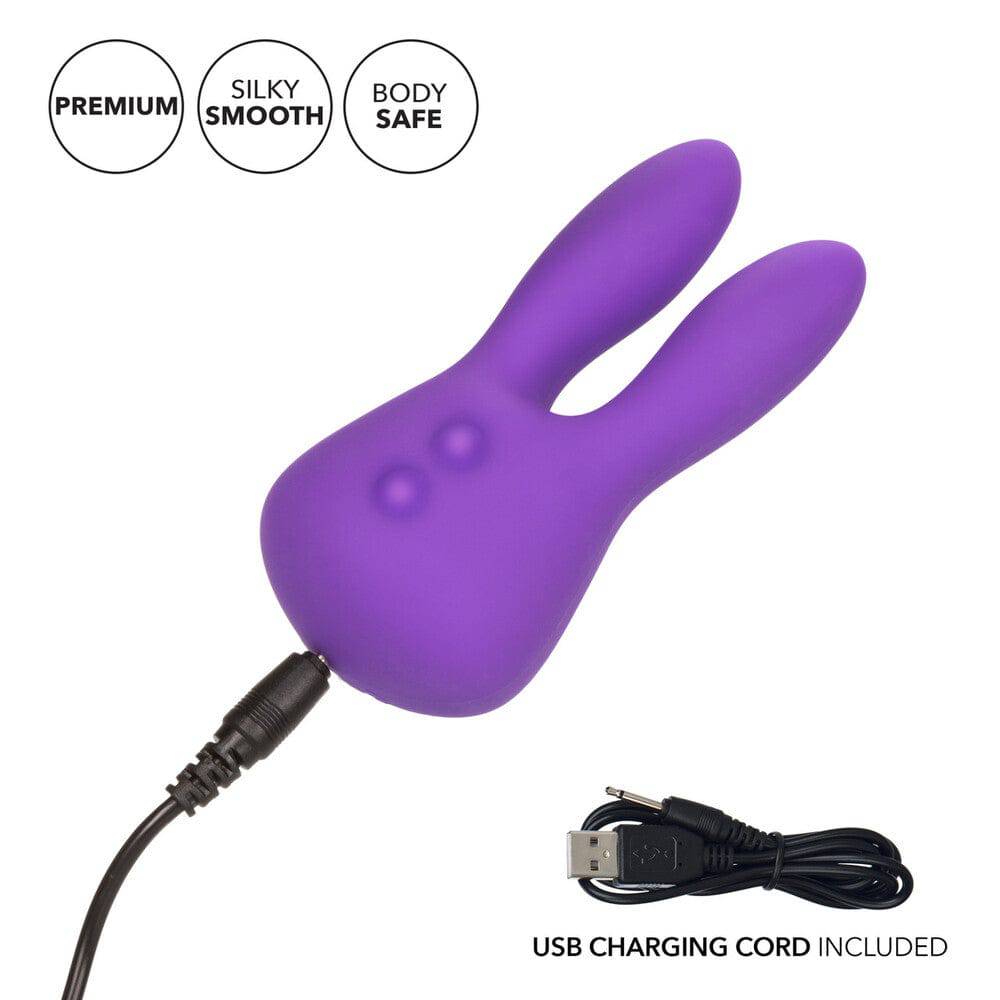 California Exotic Mini Marvels Marvelous Clit Vibe Bunny in vibrant pink with ears and textured surface for stimulation.