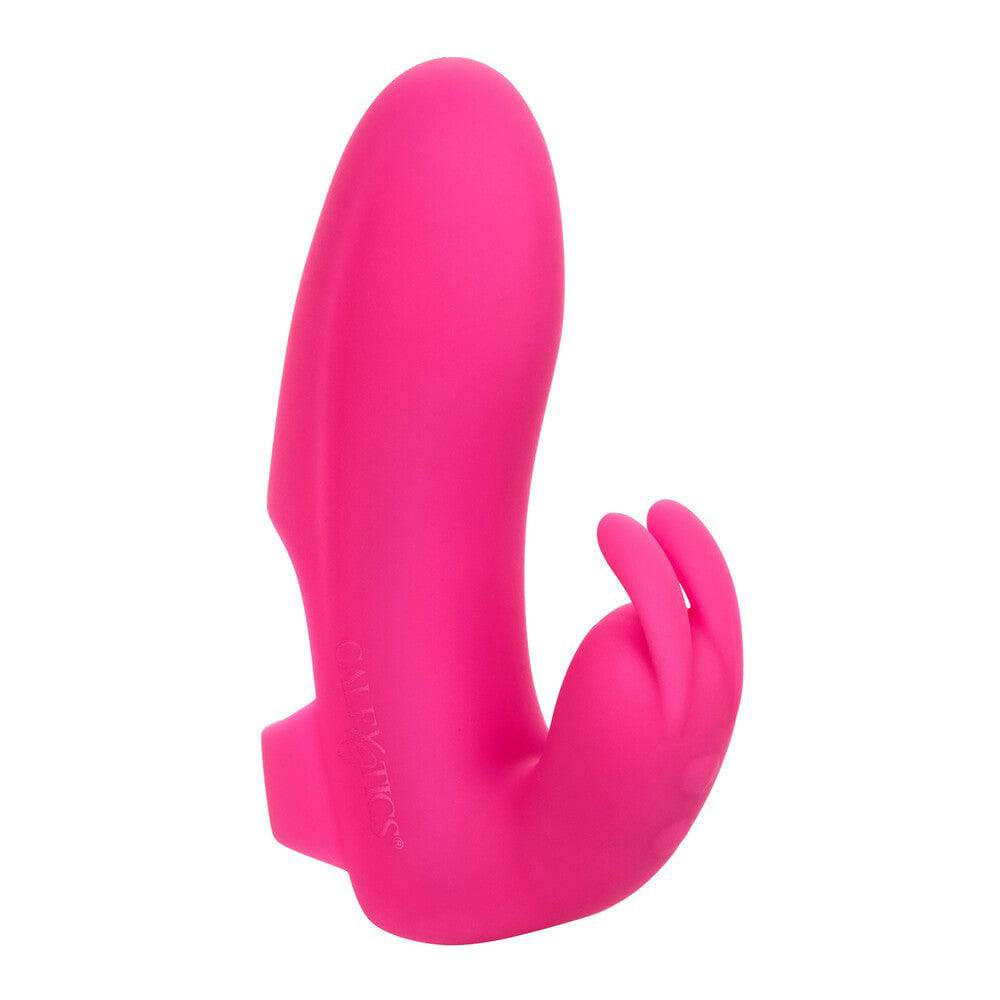 California Exotic Marvelous Pleaser Rabbit Finger Vibrator featuring dual stimulation design and soft silicone texture.