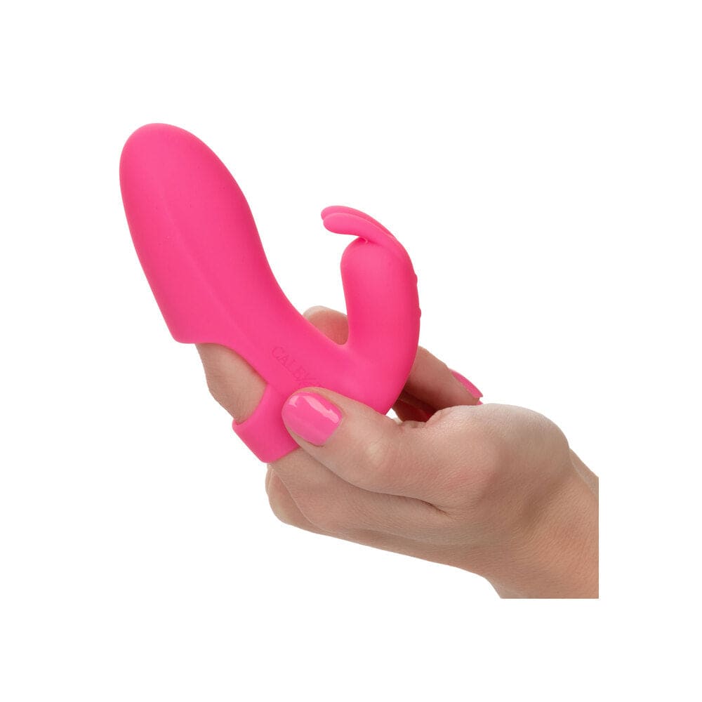 California Exotic Marvelous Pleaser Rabbit Finger Vibrator featuring dual stimulation design and soft silicone texture.