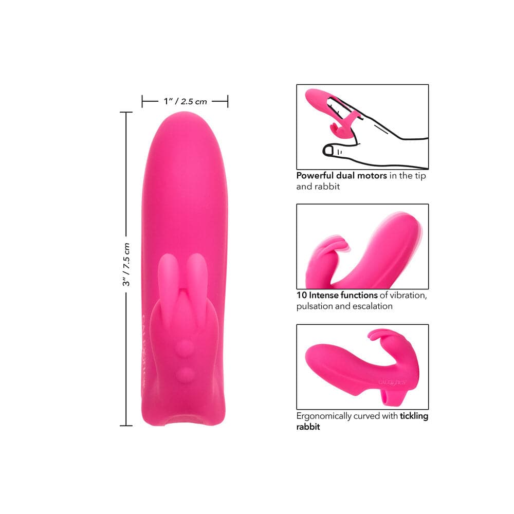 California Exotic Marvelous Pleaser Rabbit Finger Vibrator with dual stimulation design and soft silicone texture.