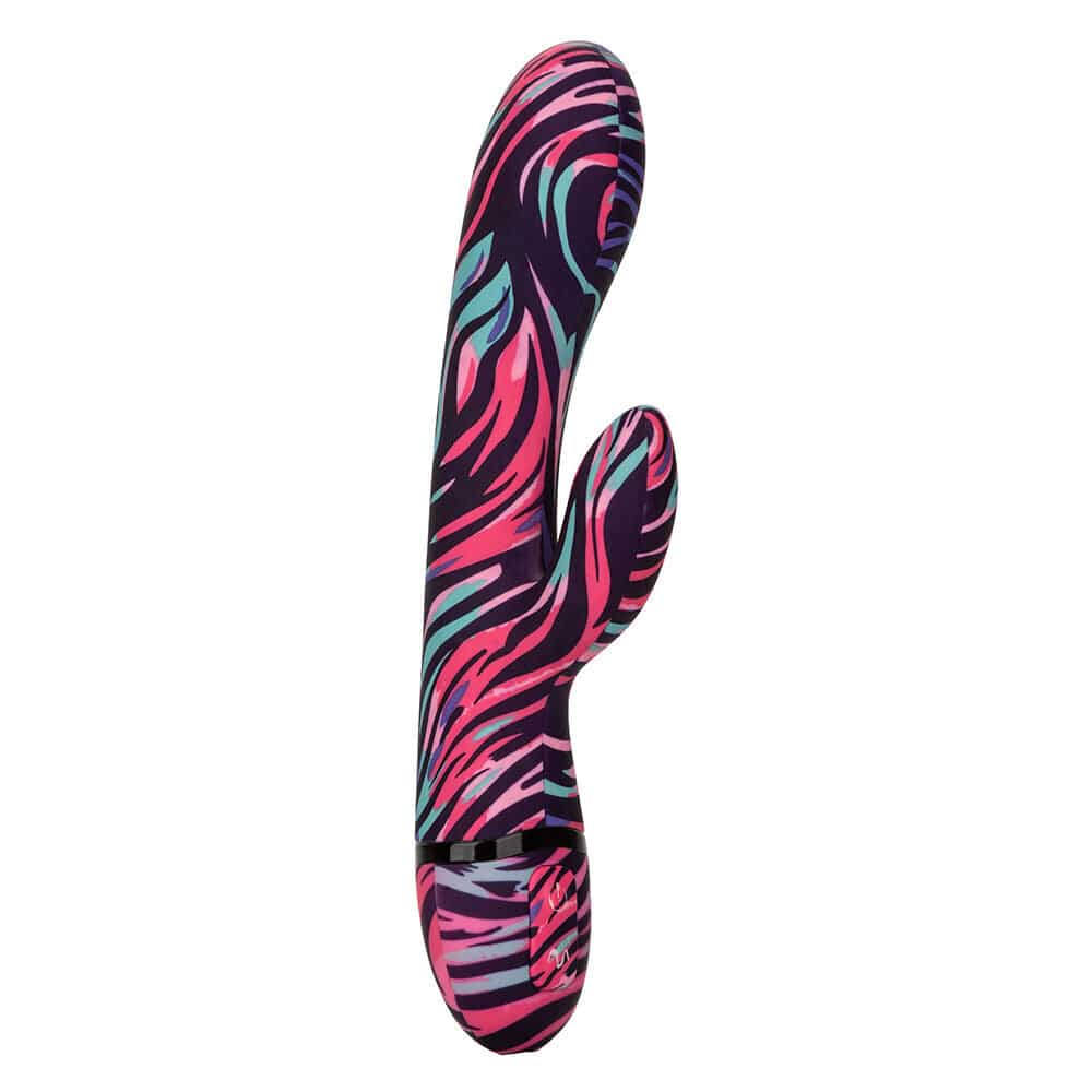 California Exotic Naughty Bits Menage a Moi dual wand vibrator with ergonomic design and textured silicone.