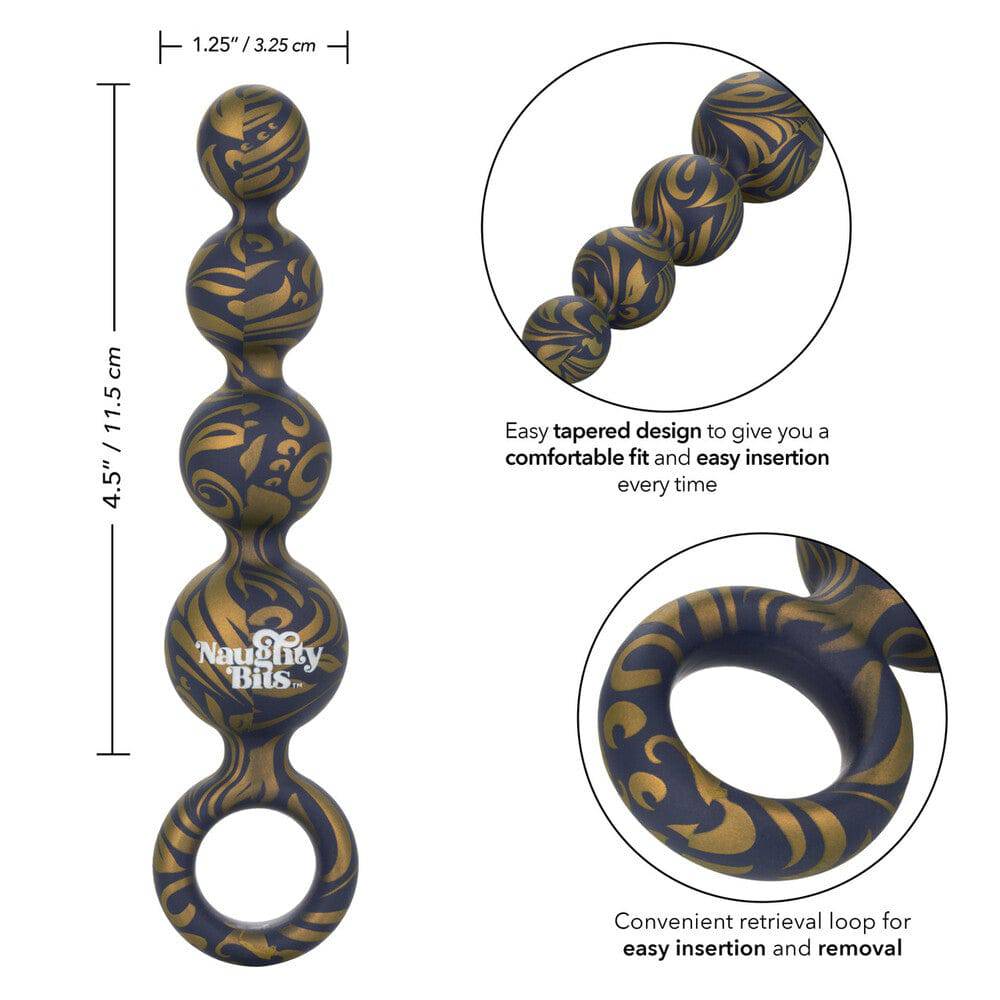 California Exotic Naughty Bits Butt Balls silicone booty pearls in a soft pink color, showcasing their round, textured design.