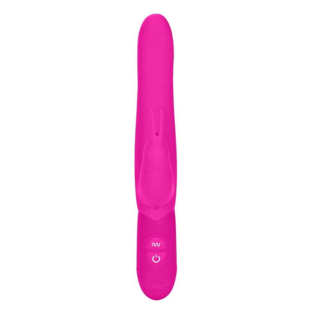 Posh Bounding Bunny Rosa Vibrator by California Exotic in pink, featuring soft silicone and dual stimulation design.