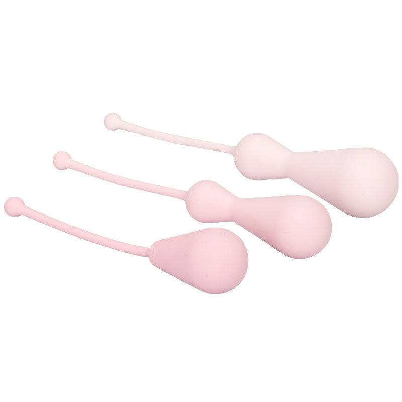 California Exotic Inspire viktad silicone Kegel training kit with three adjustable weights for pelvic floor exercises.