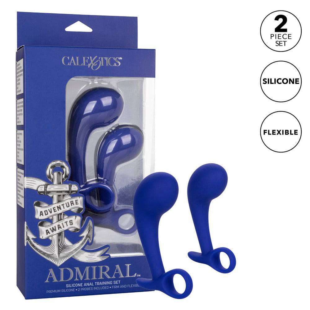 California Exotic Admiral Anal Training Set featuring three graduated silicone plugs in varying sizes.