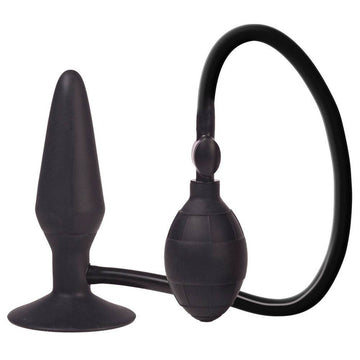 California Exotic COLT Large Pumper inflatable anal plug in black, featuring a smooth design and hand pump for adjustable size.