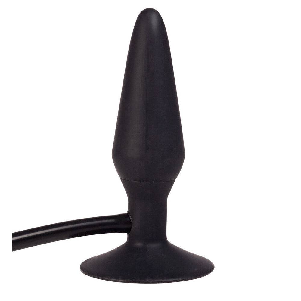 California Exotic COLT Large Pumper inflatable anal plug in black, featuring a smooth design and hand pump for adjustable size.