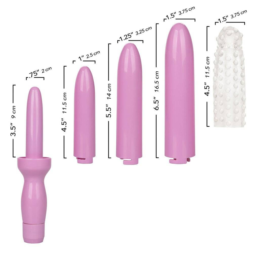 California Exotic Berman Center Dilator Set displayed with various sizes and shapes for therapeutic use.