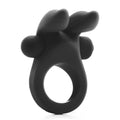 Black Shots Toys vibrating cock ring with rabbit design, featuring textured surface and flexible fit for enhanced pleasure.