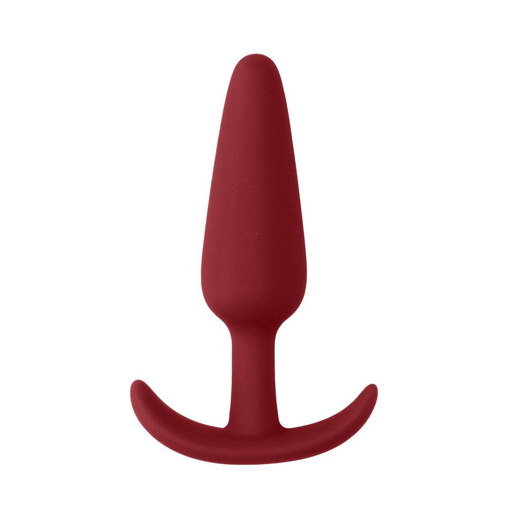 Red slim butt plug from Shots Toys, designed for beginners with a smooth, tapered shape for comfortable use.