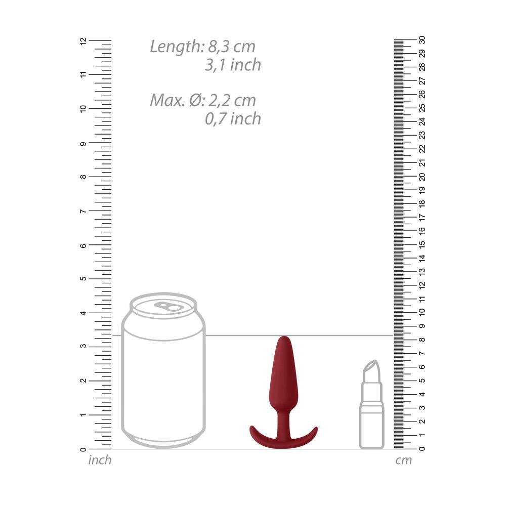 Red beginner-sized slim butt plug by Shots Toys, featuring a smooth design and tapered tip for comfortable use.