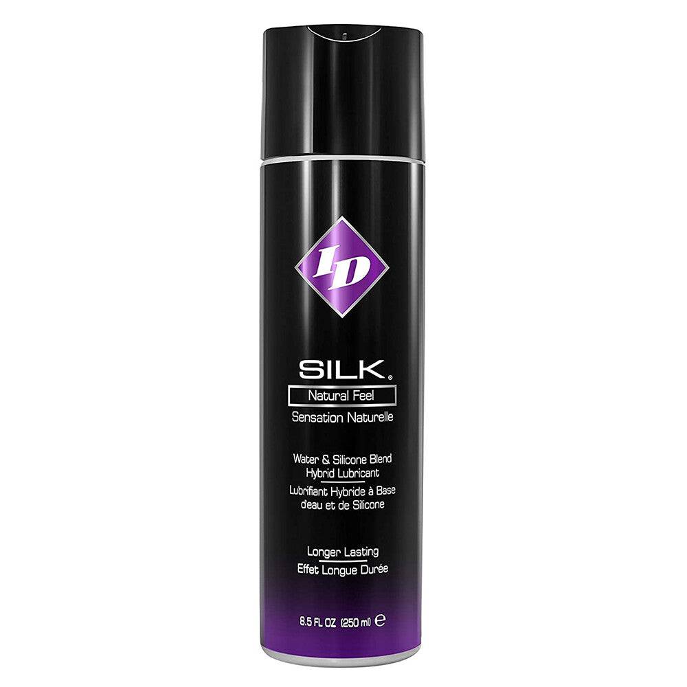 ID Lube Silk Natural Feel water-based lubricant in a 250 ml bottle with a smooth, sleek design.