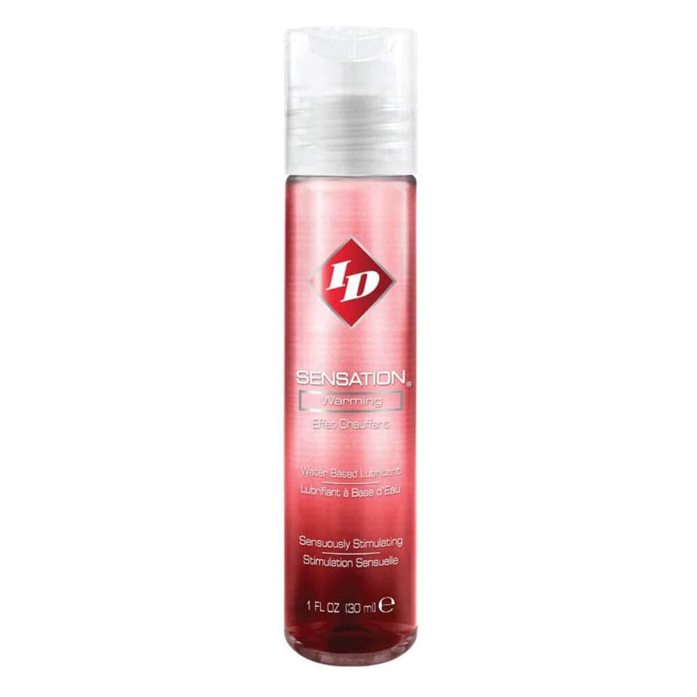 ID Lube Sensation warming liquid lubricant in a 1 oz bottle with a sleek design and easy-to-use cap.