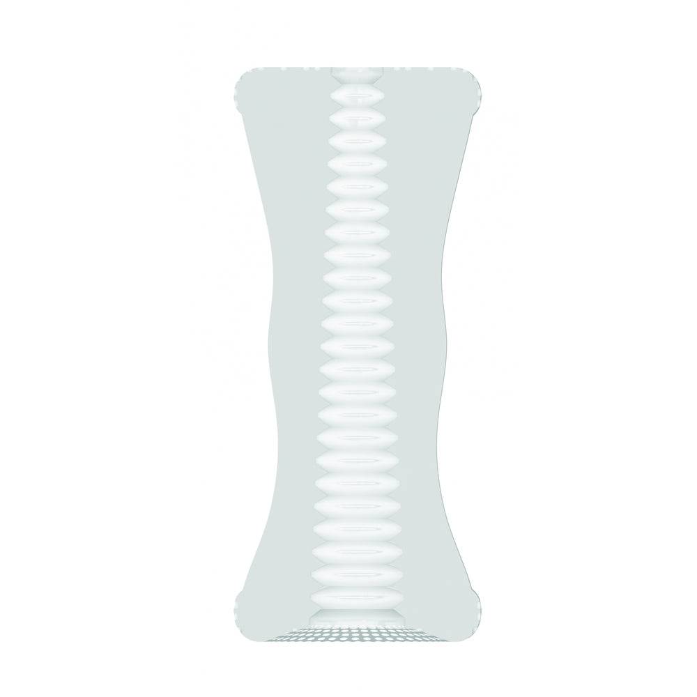 Transparent Sono No.23 stroker for men by Shots Toys, showcasing its textured interior and ergonomic design.